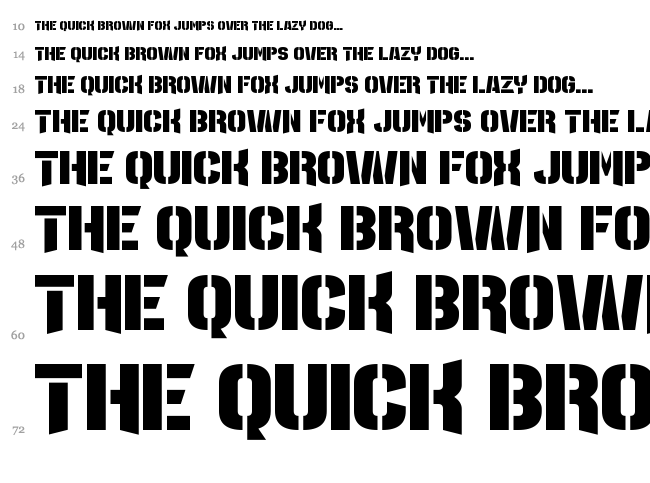 Major League Duty font waterfall